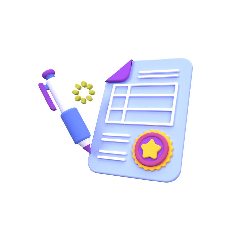 clipboard and pencil illustration for business idea concept isolated on colorful background,3D,render png