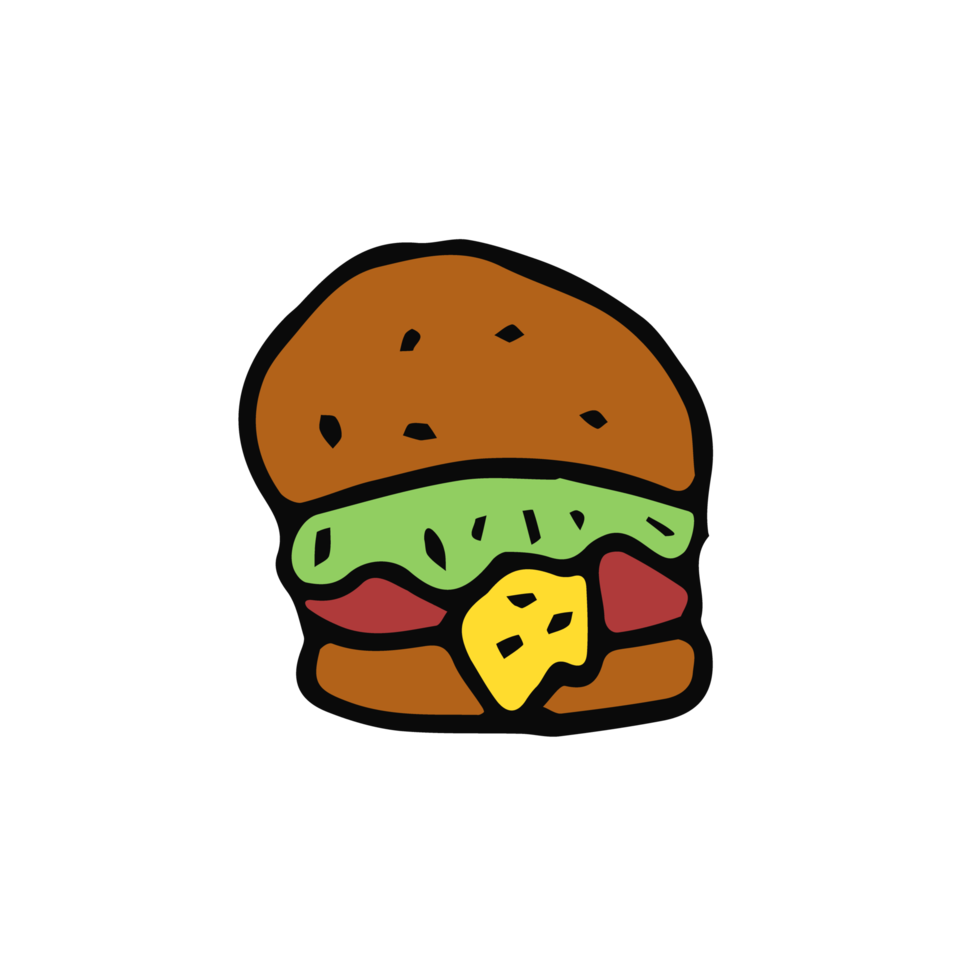 icône de hamburger. icône de burger png de couleur simple. restauration rapide