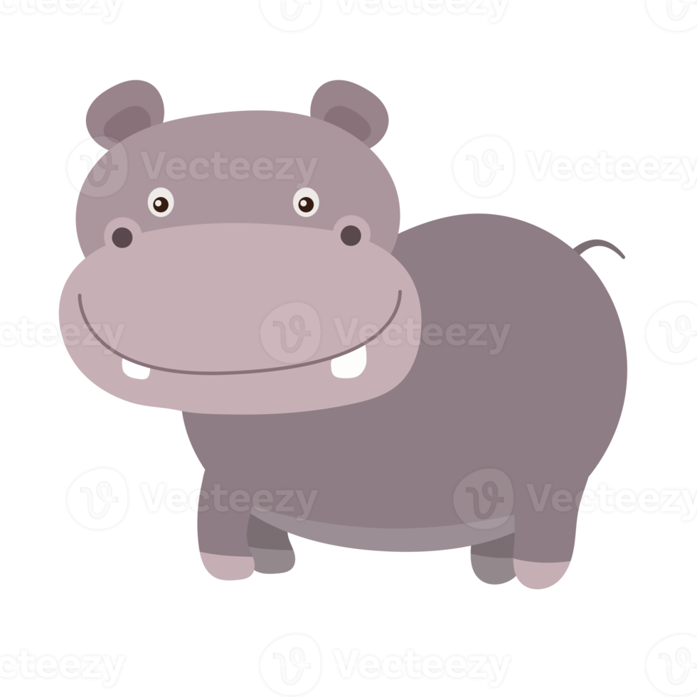 hippopotamus cartoon in flat style png