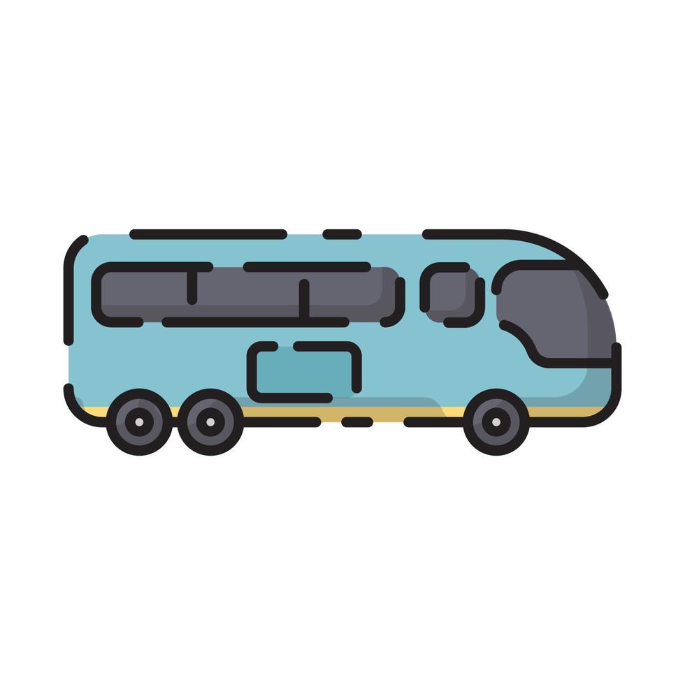 dibujos animados de diseño plano de minibús azul lindo para camisa, póster, tarjeta de regalo, portada, logotipo, pegatina e icono. vector
