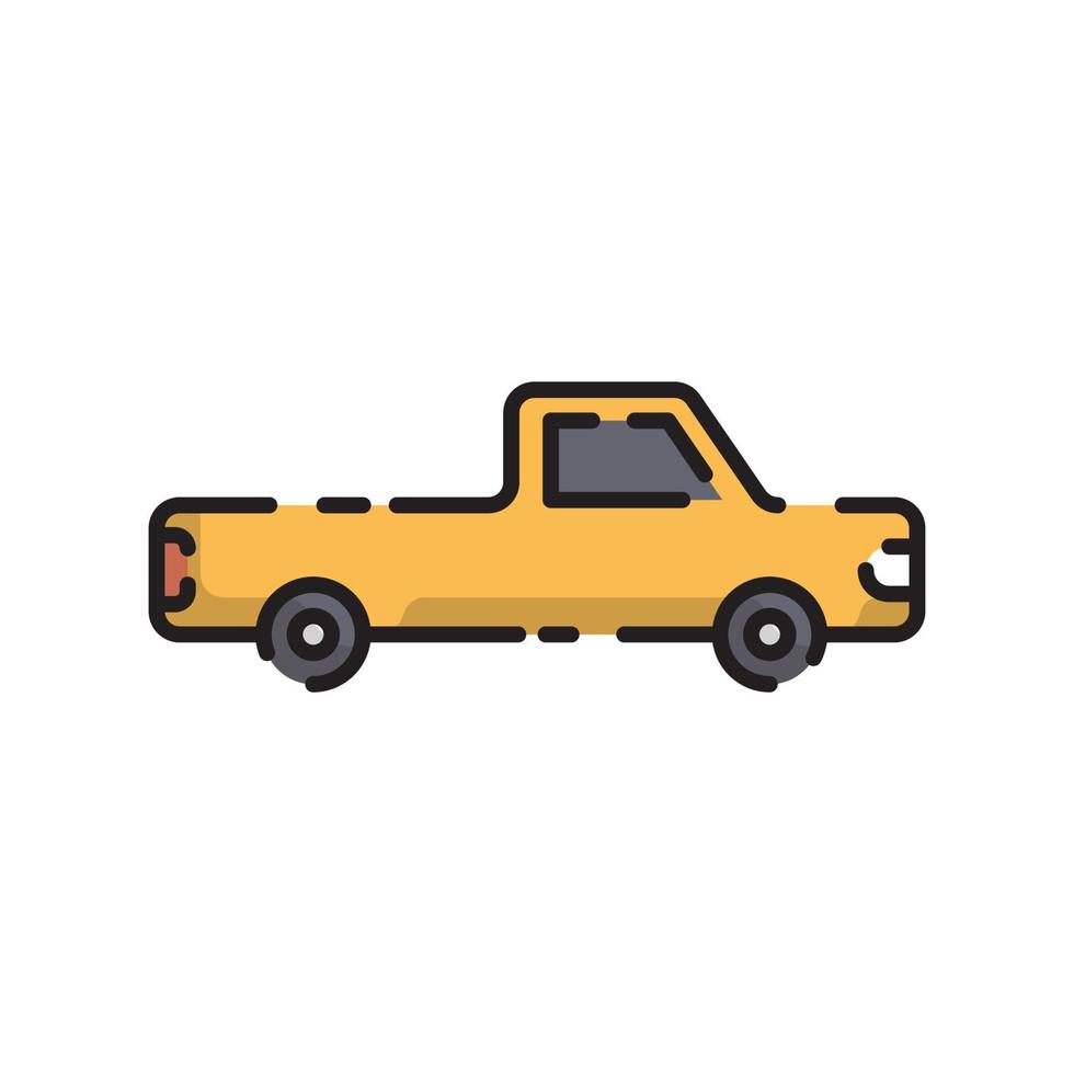 Cute Yellow Truck Car Flat Design Cartoon for Shirt, Poster, Gift Card, Cover, Logo, Sticker and Icon. vector