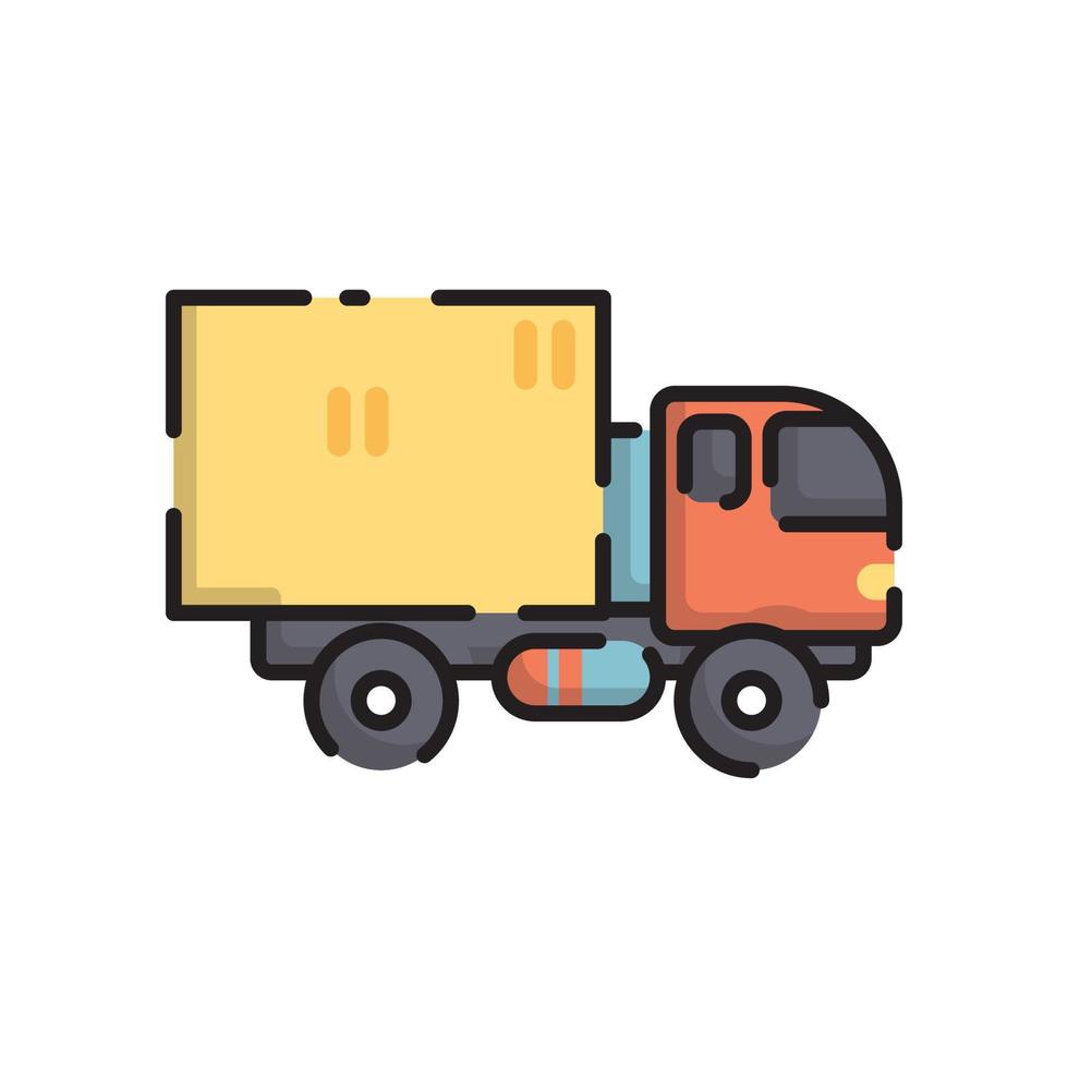 Cute Colorful Truck Flat Design Cartoon for Shirt, Poster, Gift Card, Cover, Logo, Sticker and Icon. vector