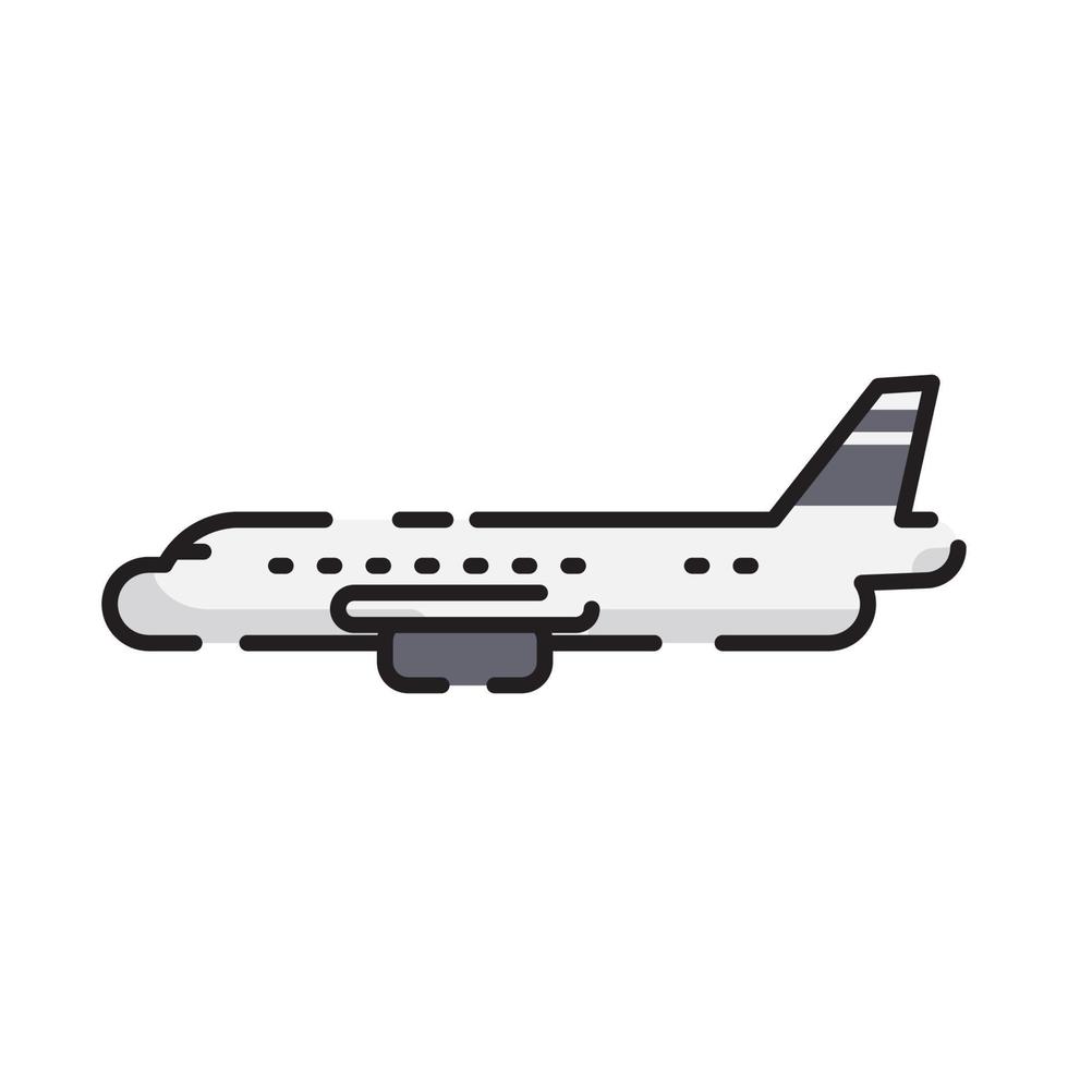 Cute White Plane Flat Design Cartoon for Shirt, Poster, Gift Card, Cover, Logo, Sticker and Icon. vector