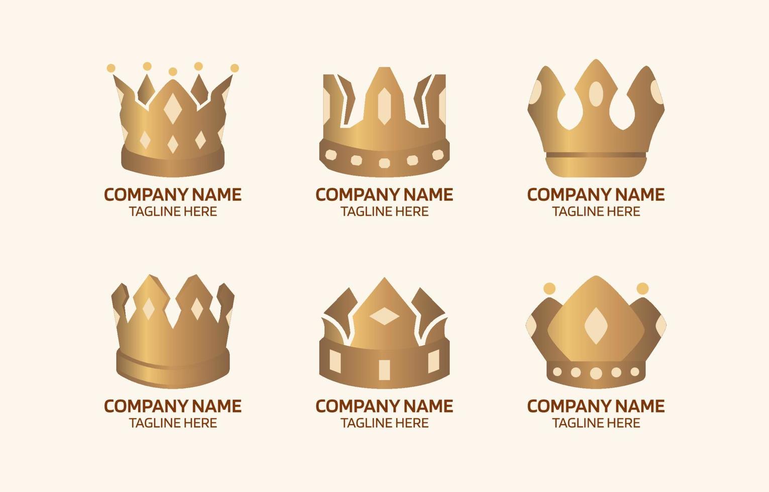 conjunto de logotipo de corona dorada vector