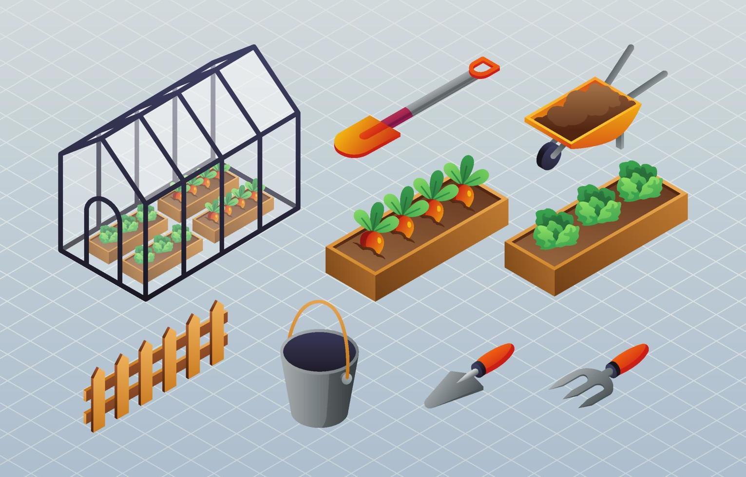 Gardening at Home Isometric Elements vector