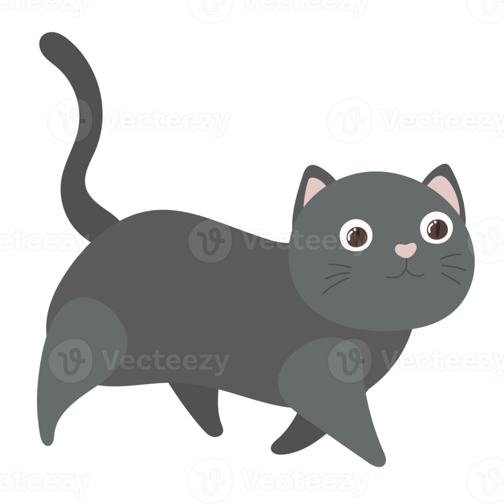 caricatura de gato en estilo plano png