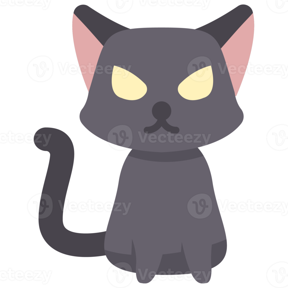 Black cat icon flat style png