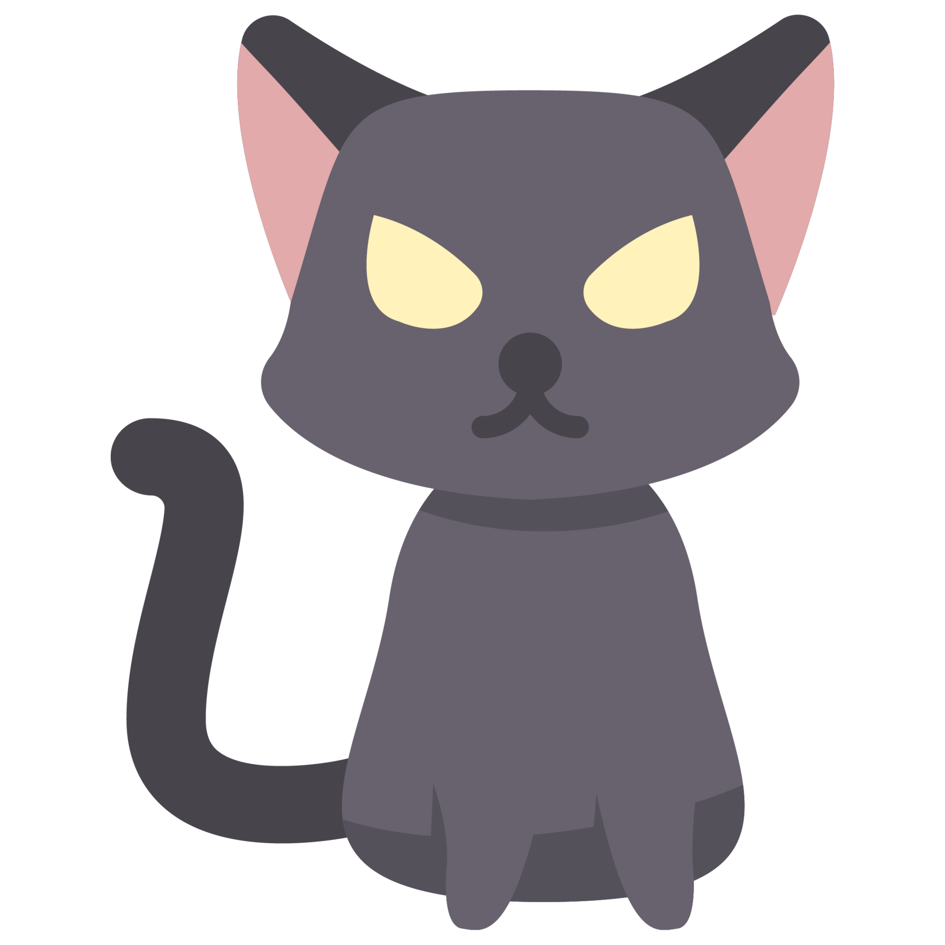 Cute cat black icon illustration PNG, with transparent background