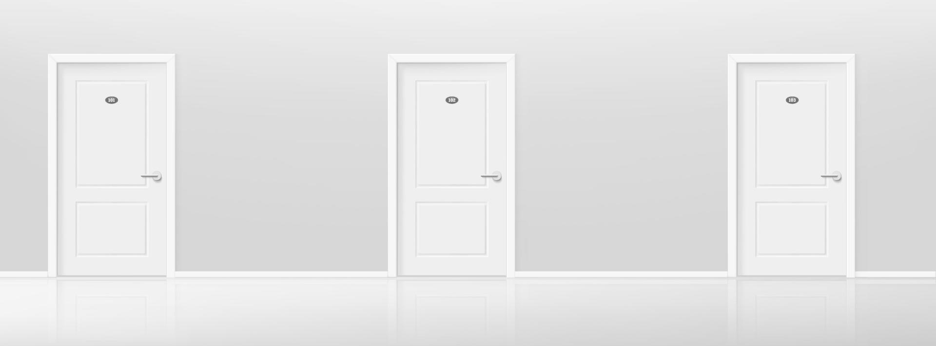 puerta cerrada en un pasillo del hotel. ilustración vectorial de estilo 3d realista vector