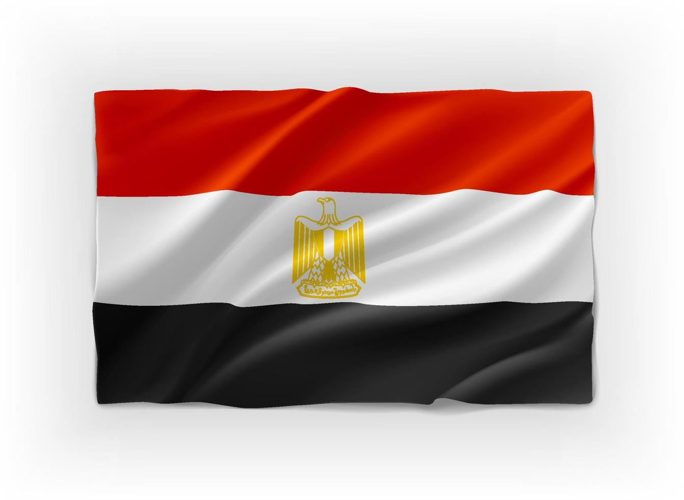 Red, White and black flag of Egypt. 3d vector object isolated on white