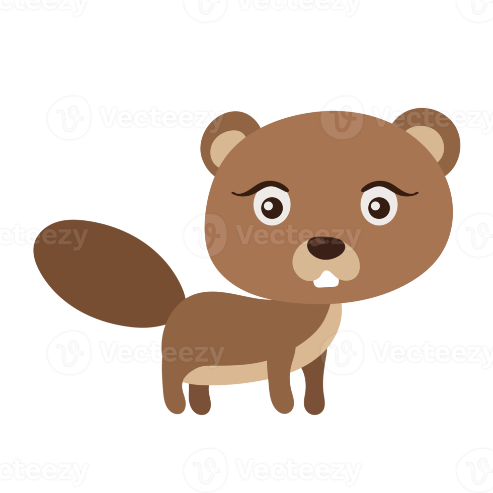 beaver cartoon in flat style png
