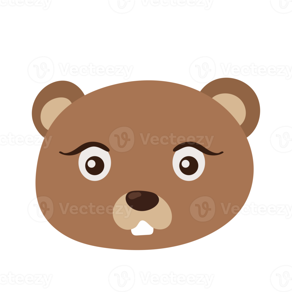 Animal head cartoon sticker in flat style png