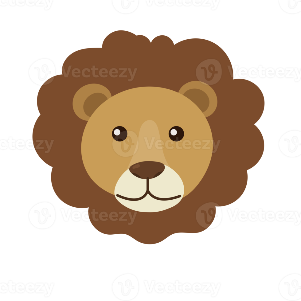 Animal head cartoon sticker in flat style png