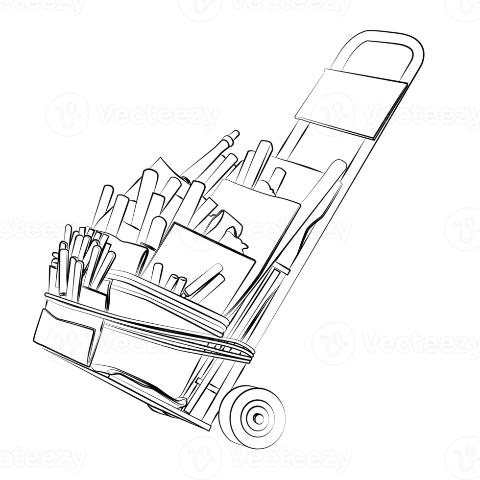 portable stall cartoon in outline style png
