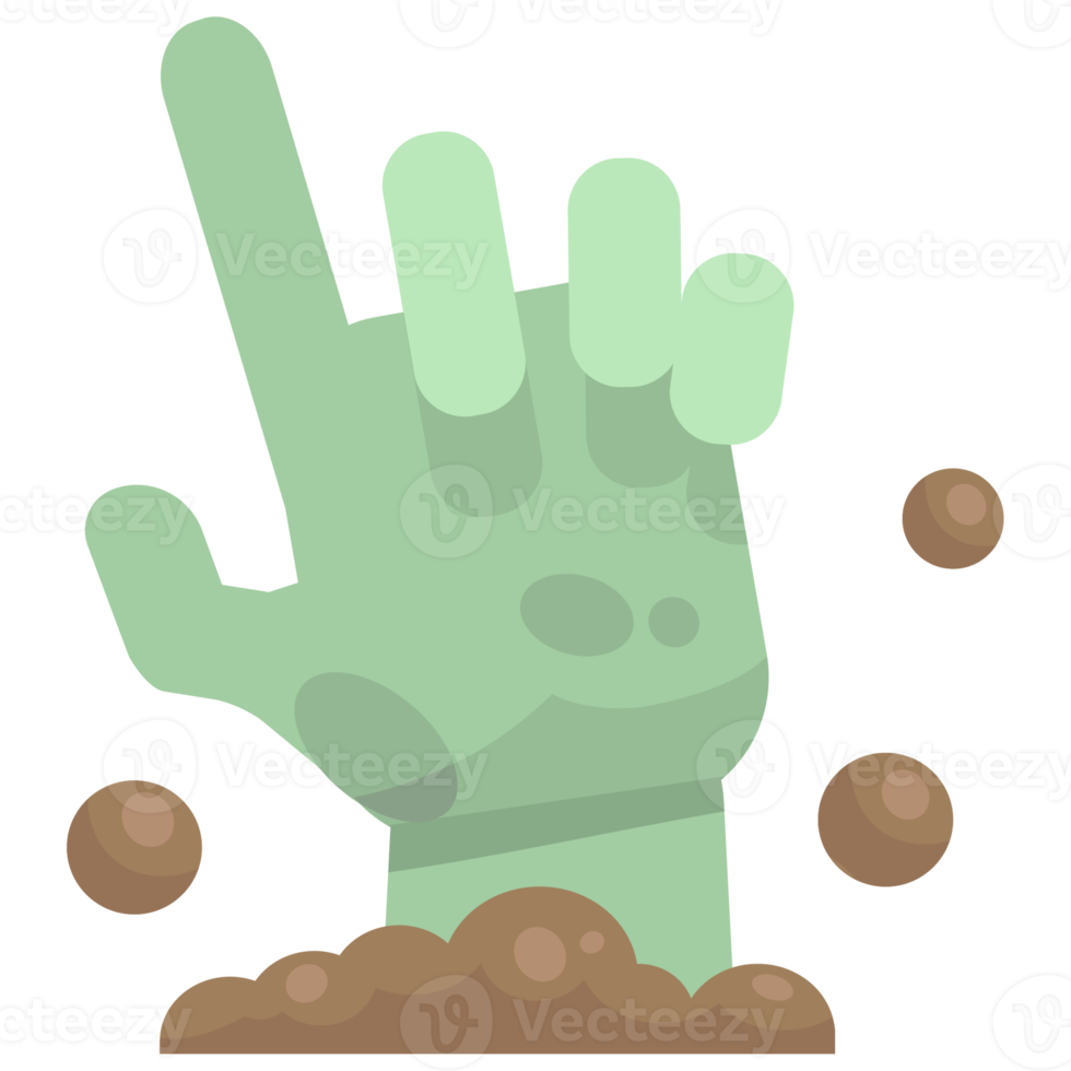 Zombie-Hand-Symbol im flachen Stil png