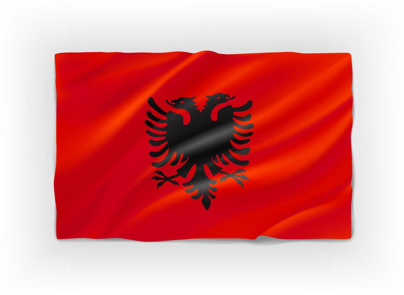 Red and black flag of Albania. 3d vector object isolated on white