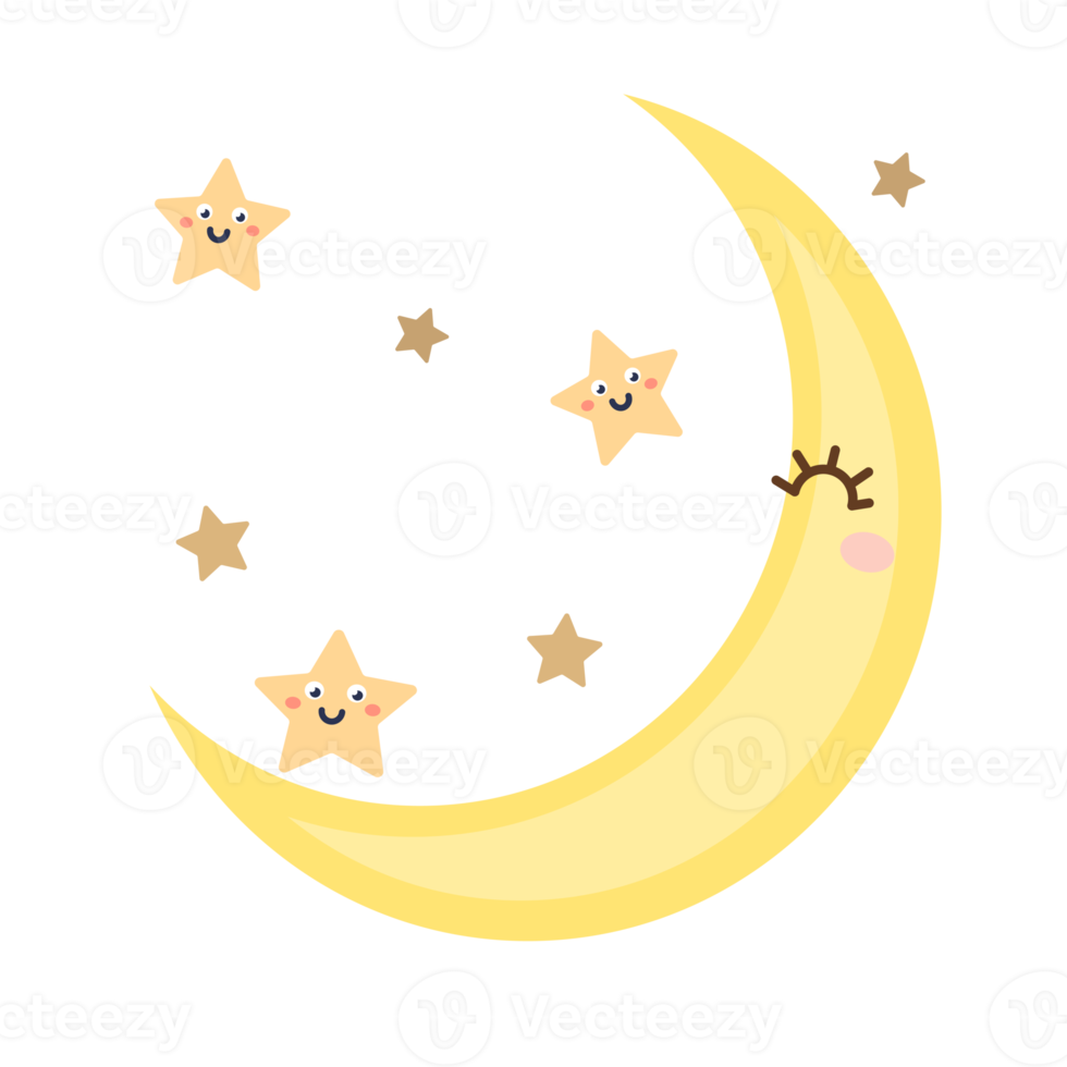 moon cartoon in flat style png