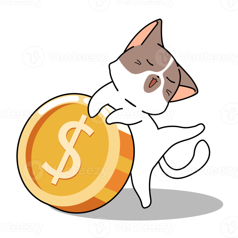 cat and coin sticker png
