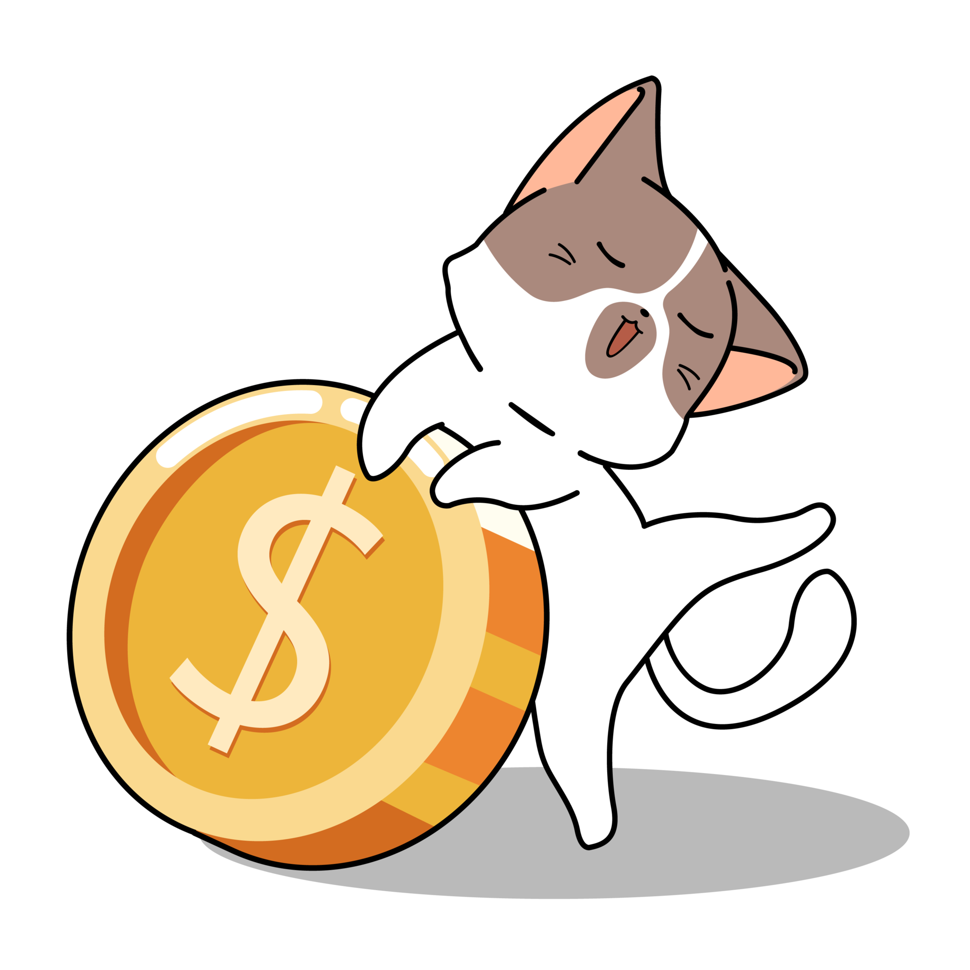 cat and coin sticker 8481420 PNG