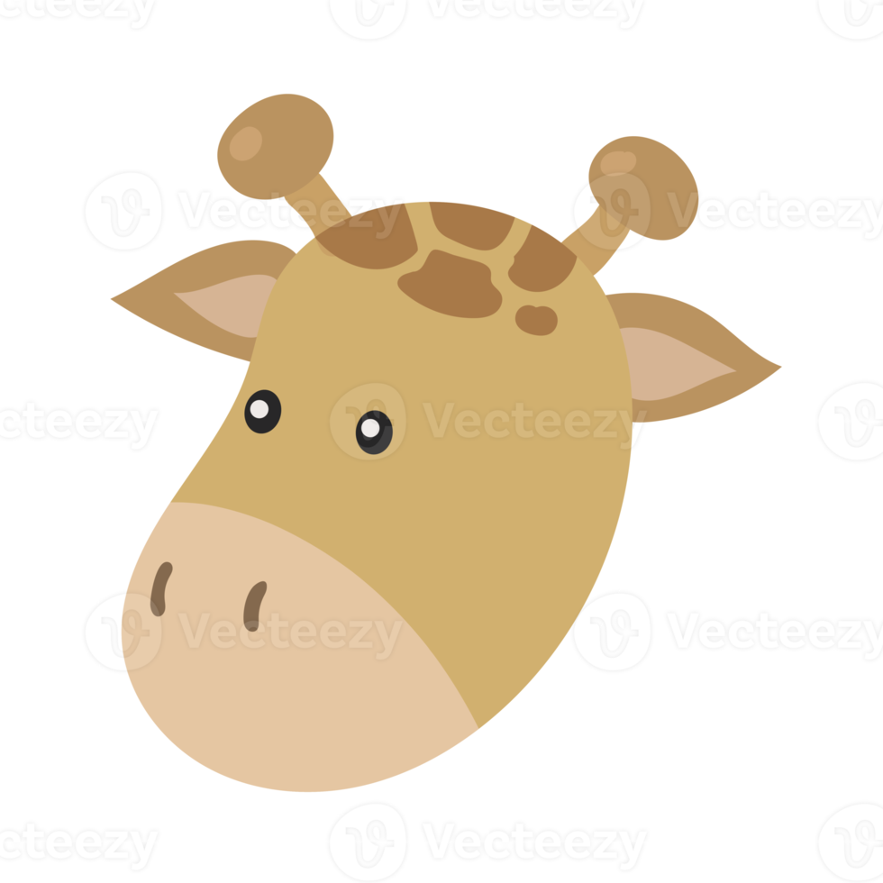 adesivo de desenho animado de cabeça de animal em estilo simples png