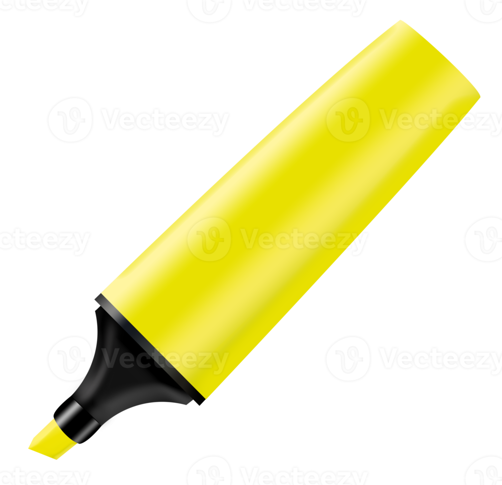 Highlighter pen yellow color 3d illustration icon png