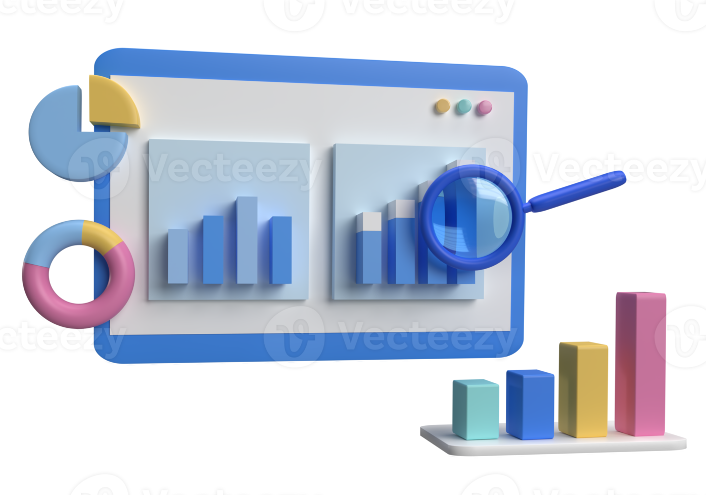 gráfico de negócios e gráfico para renderização 3d de otimização de mecanismo de pesquisa na web png