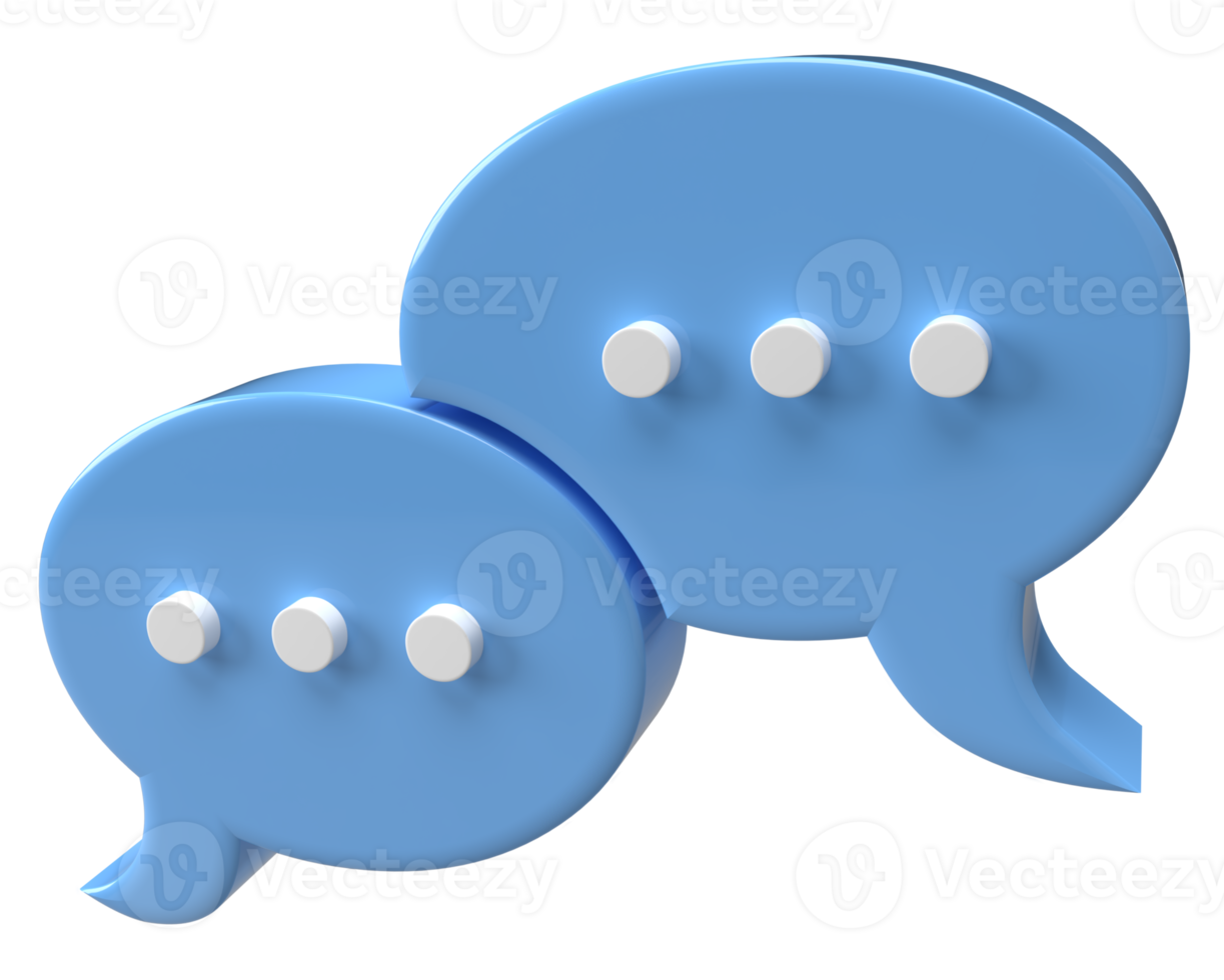 ícone de bate-papo de bolha azul renderização 3d png