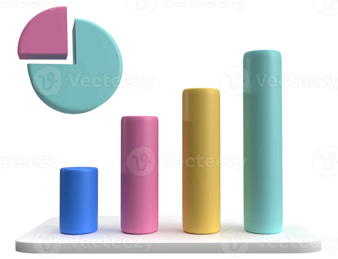 gráfico circular y gráfico de barras para la representación 3d de análisis de datos png