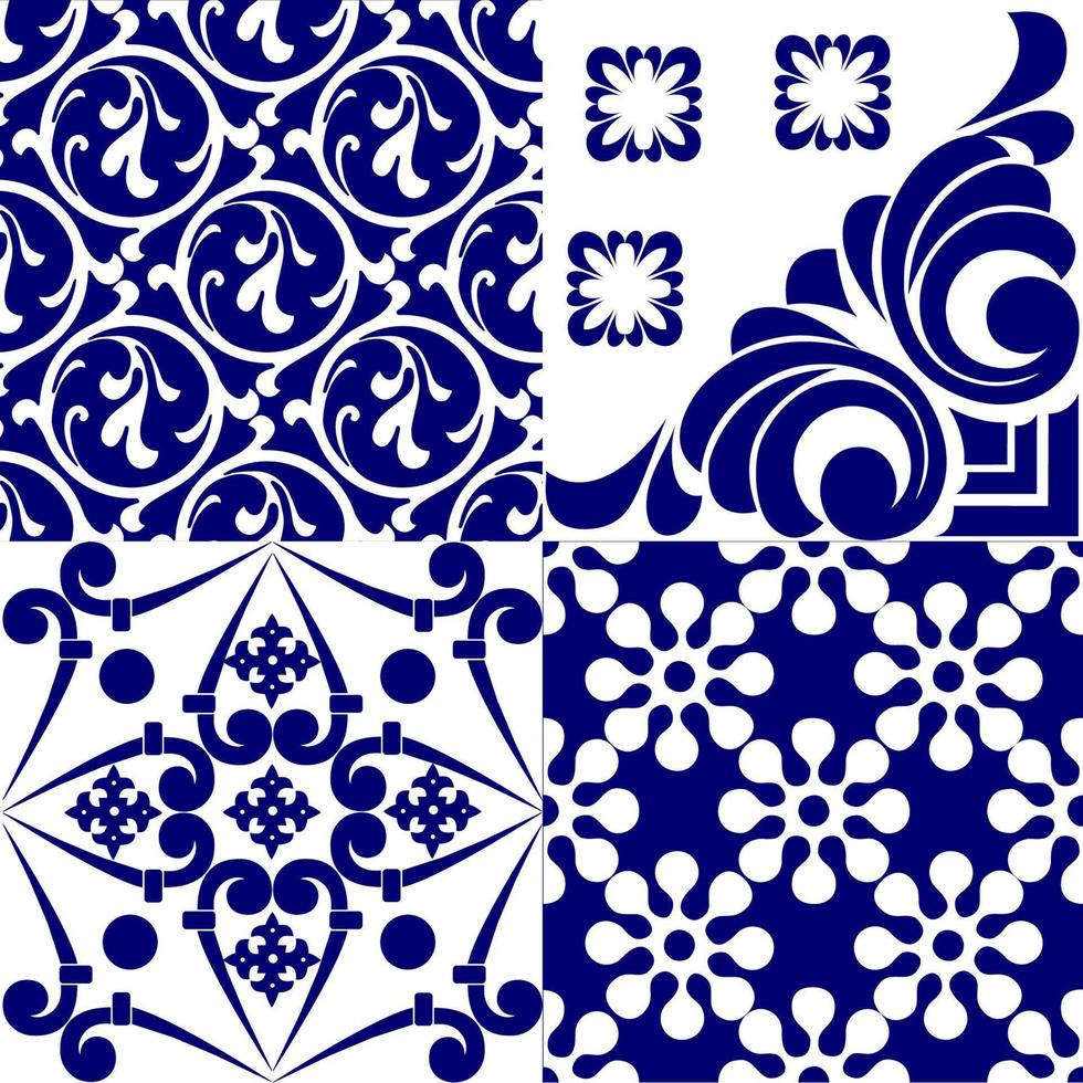 azulejo de mosaico sin costuras. azulejo de cerámica de mayólica. decoración portuguesa y española. Baldosa cerámica estilo talavera. ilustración vectorial patrón de mosaico abstracto sin fisuras con adornos geométricos y florales vector