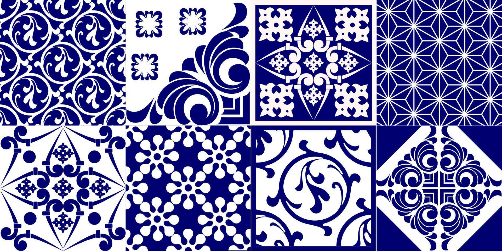 azulejo de mosaico sin costuras. azulejo de cerámica de mayólica. decoración portuguesa y española. Baldosa cerámica estilo talavera. ilustración vectorial patrón de mosaico abstracto sin fisuras con adornos geométricos y florales vector