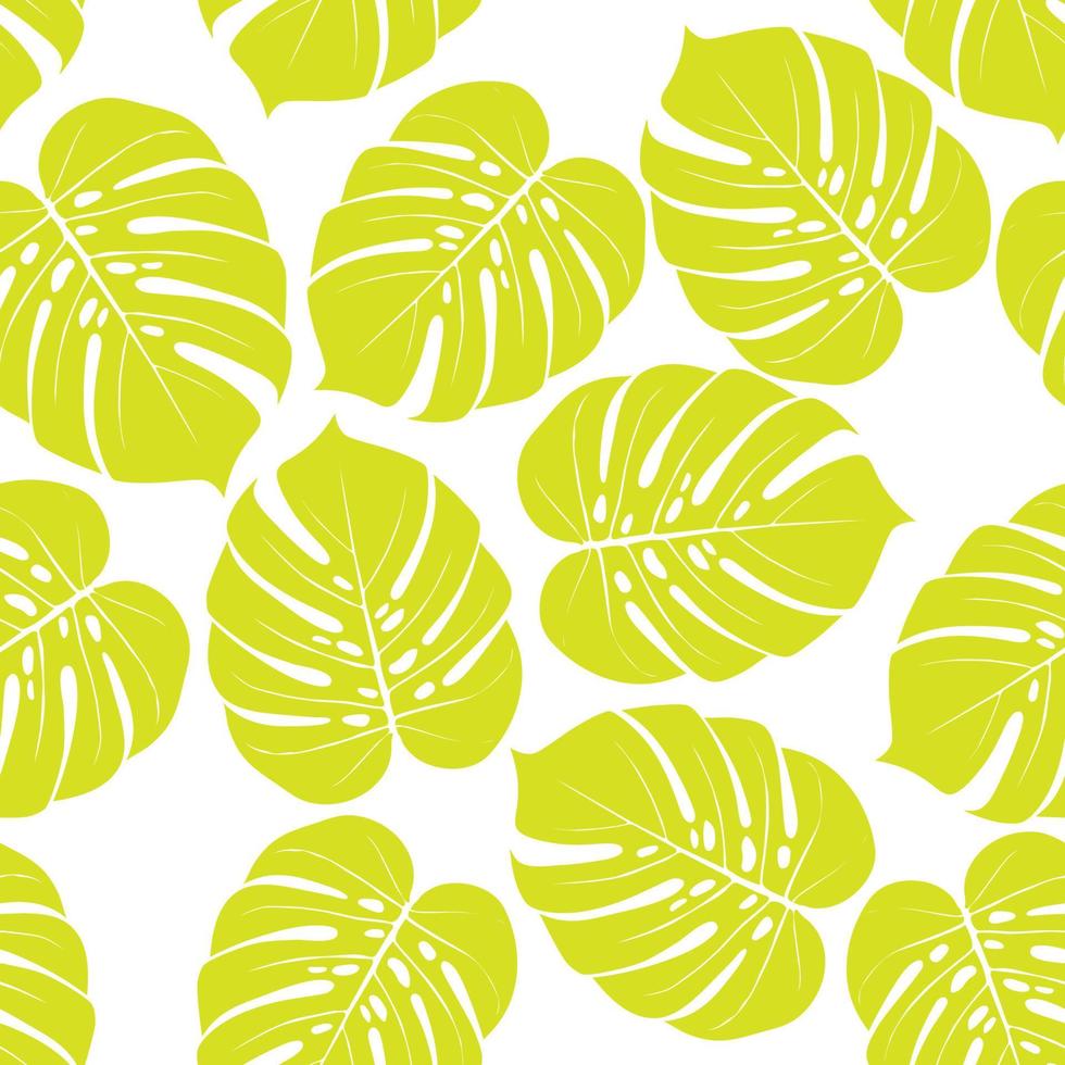 Monstera tropical leaf vector illustration. Summer print. Vector banner. ink line art design. Seamless Pattern.