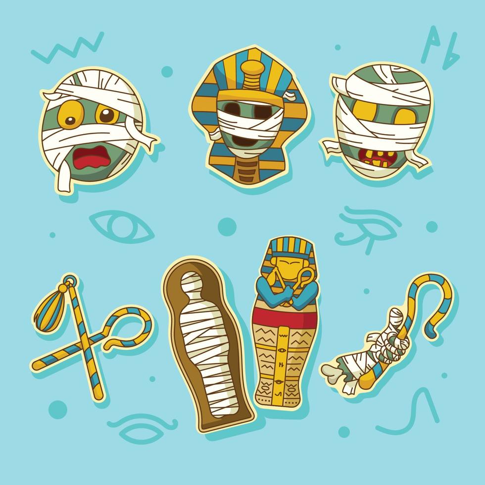 colección de pegatinas de fantasía momia egipto vector