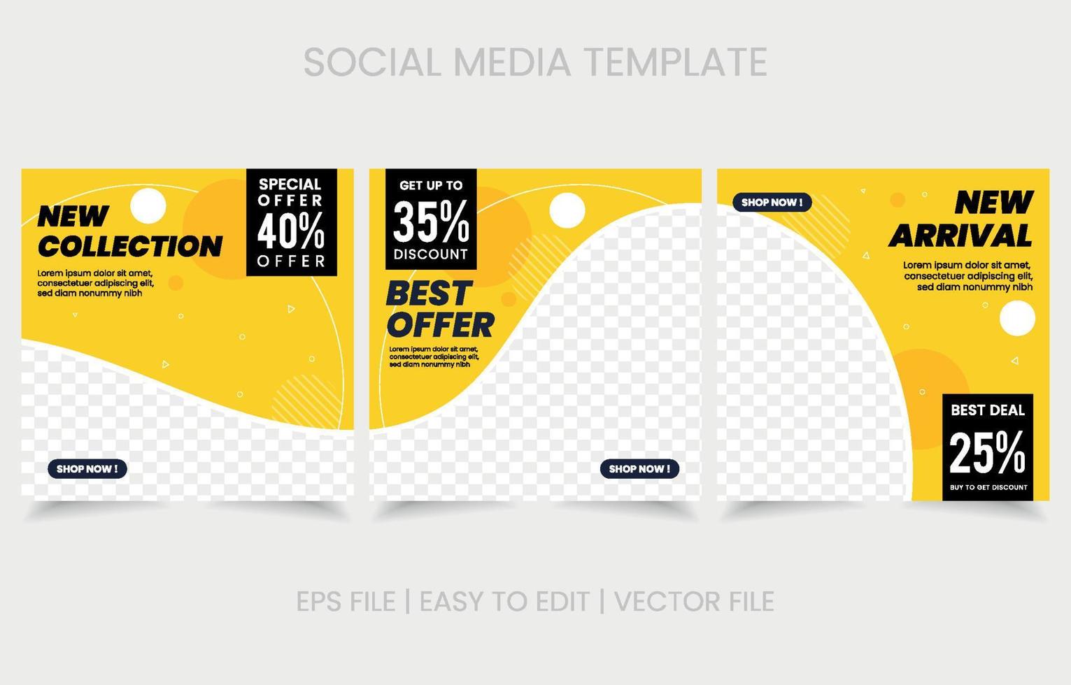 set social media modern template vector