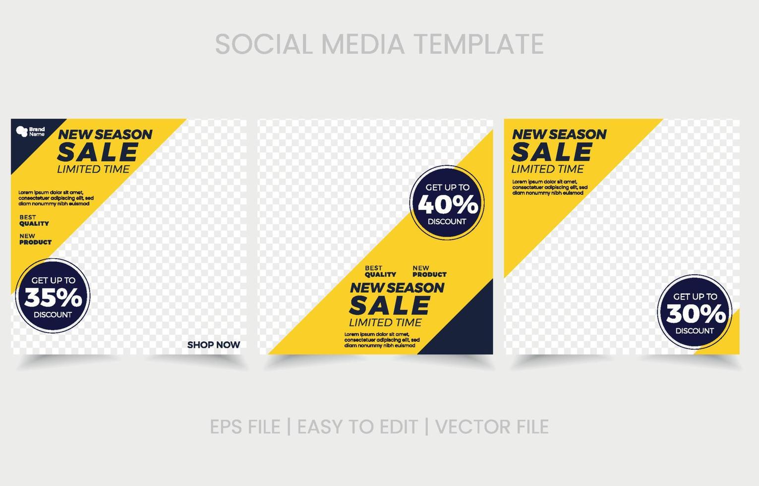 set social media modern design template vector