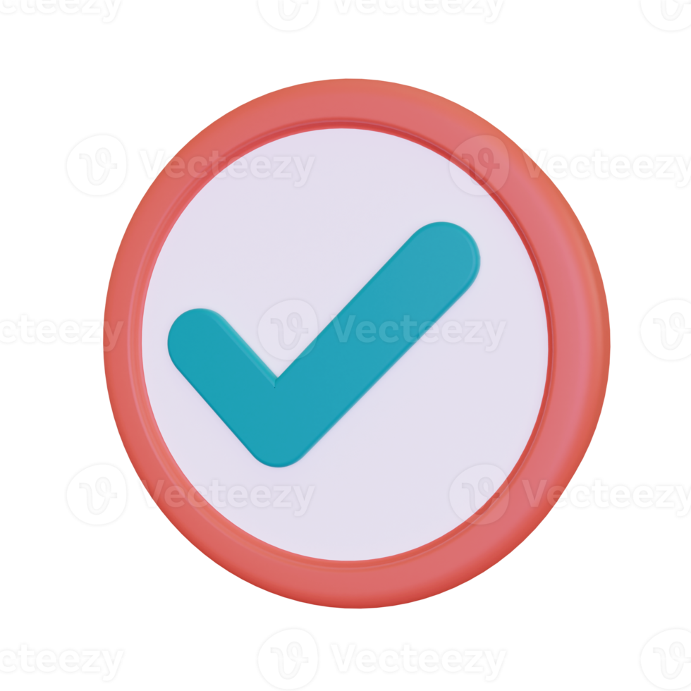 3d render Approval sign icon png