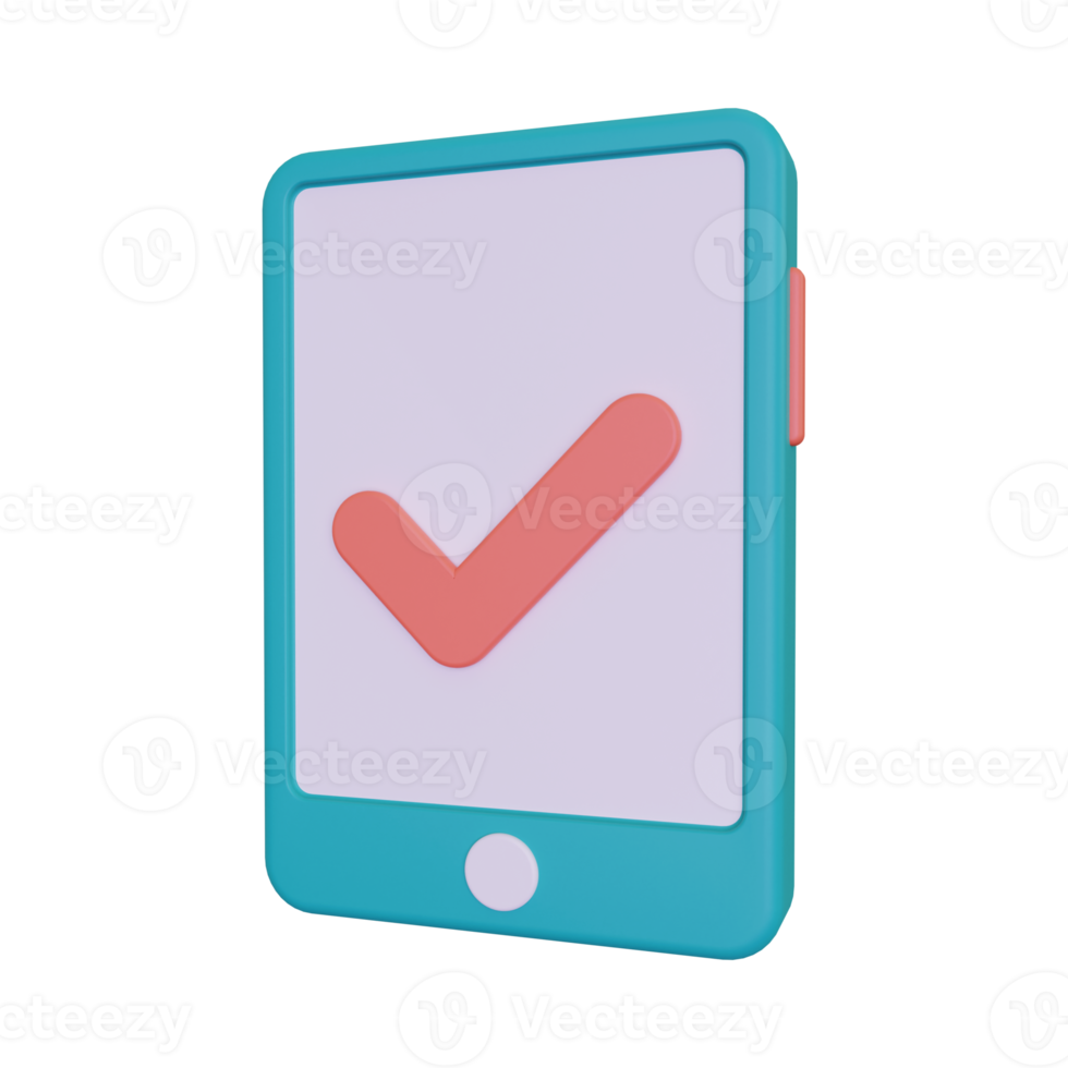 3d render Smart Phone With Check Mark icon png