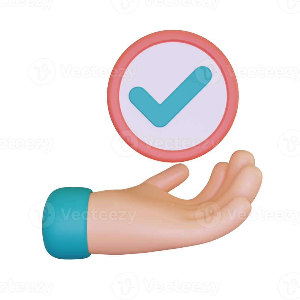 3d render Approval Sign In Hand icon png