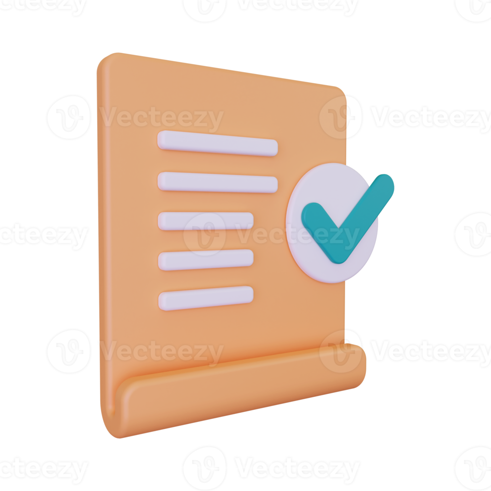 3d render Document Approved icon png
