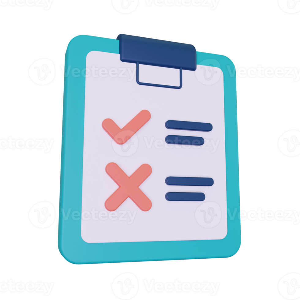 3d render Document Checklist icon png