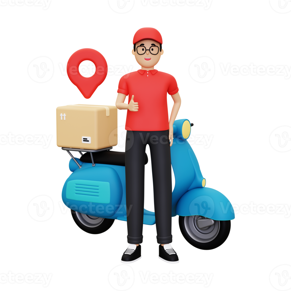 3d Deliveryman showing thumbs up png