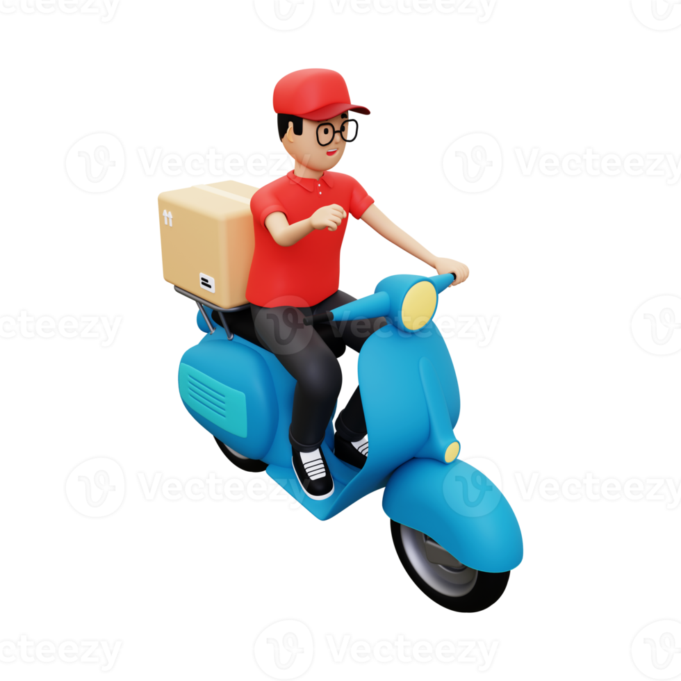 livreur 3d sur scooter png