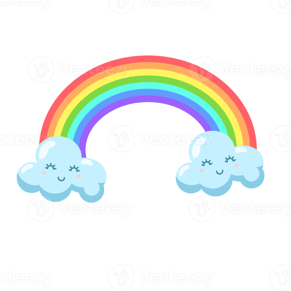 rainbow cartoon in flat style png