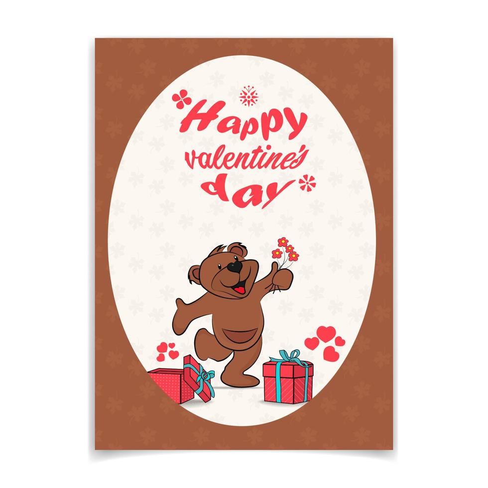 Cute Teddy Bear giving a bouquet vector