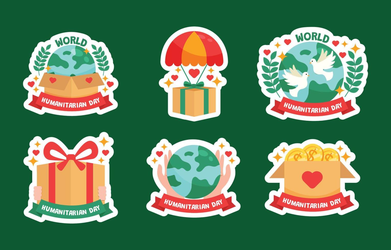 Humanitarian Day Sticker Collection vector