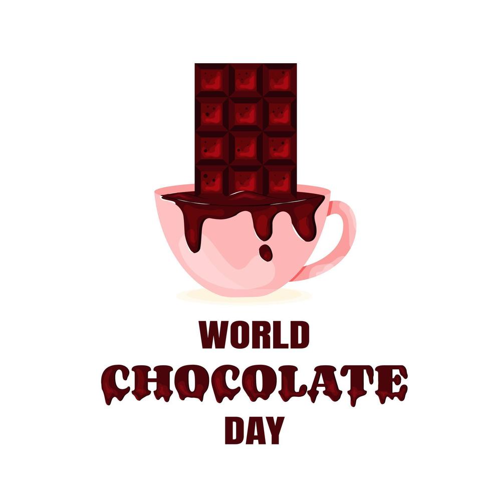 Cup of Hot Chocolate with Chocolate World Chocolate Day Card vector