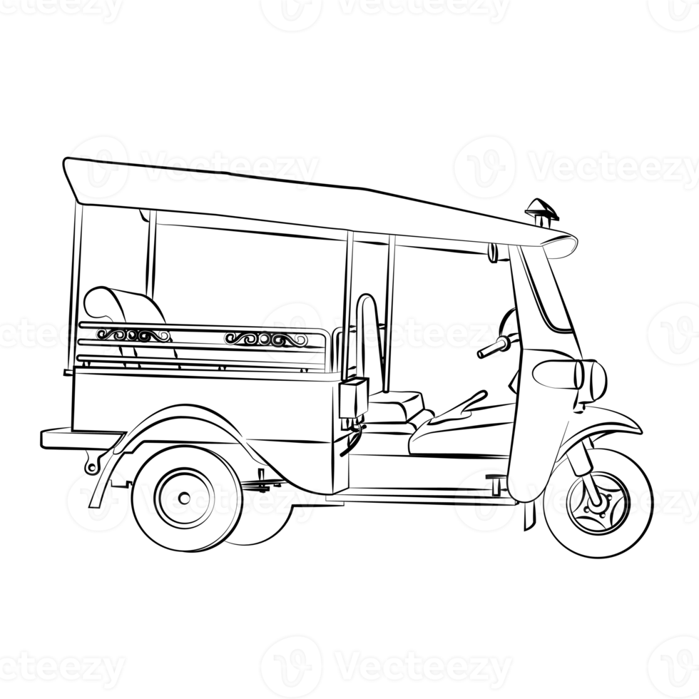 transportation vehicle cartoon in outline style png