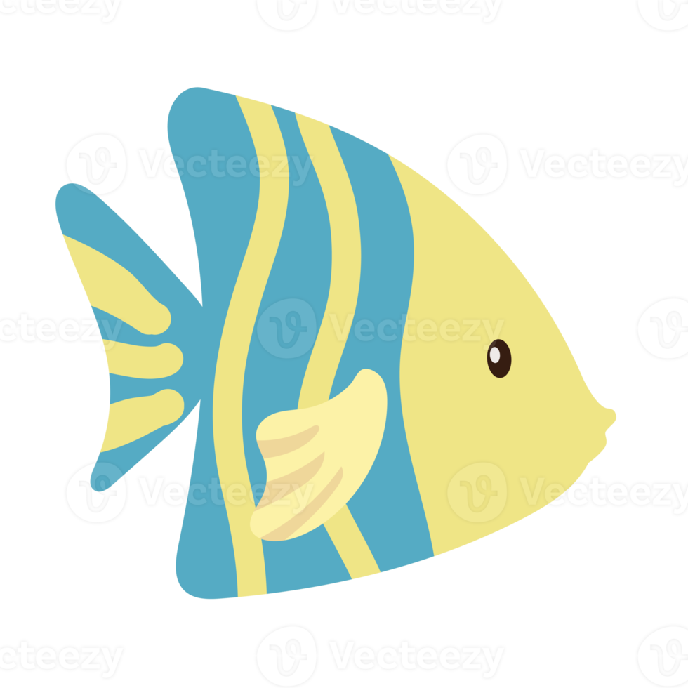 fish cartoon in flat style png