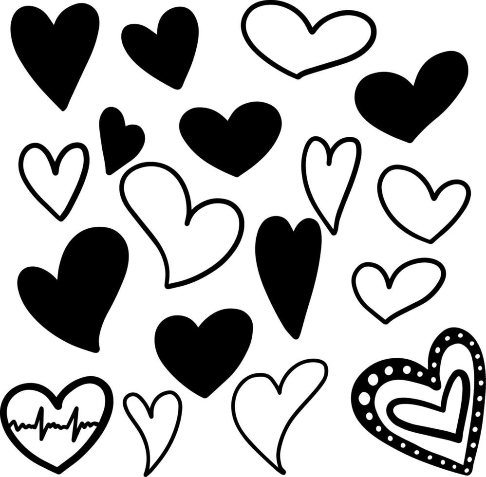 Hearts icons in black color vector illustration