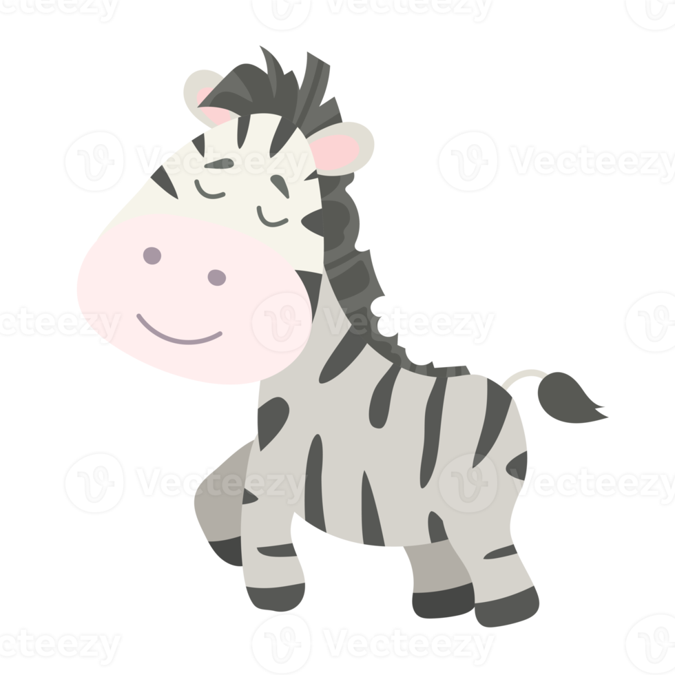 zebra cartoon in vlakke stijl png