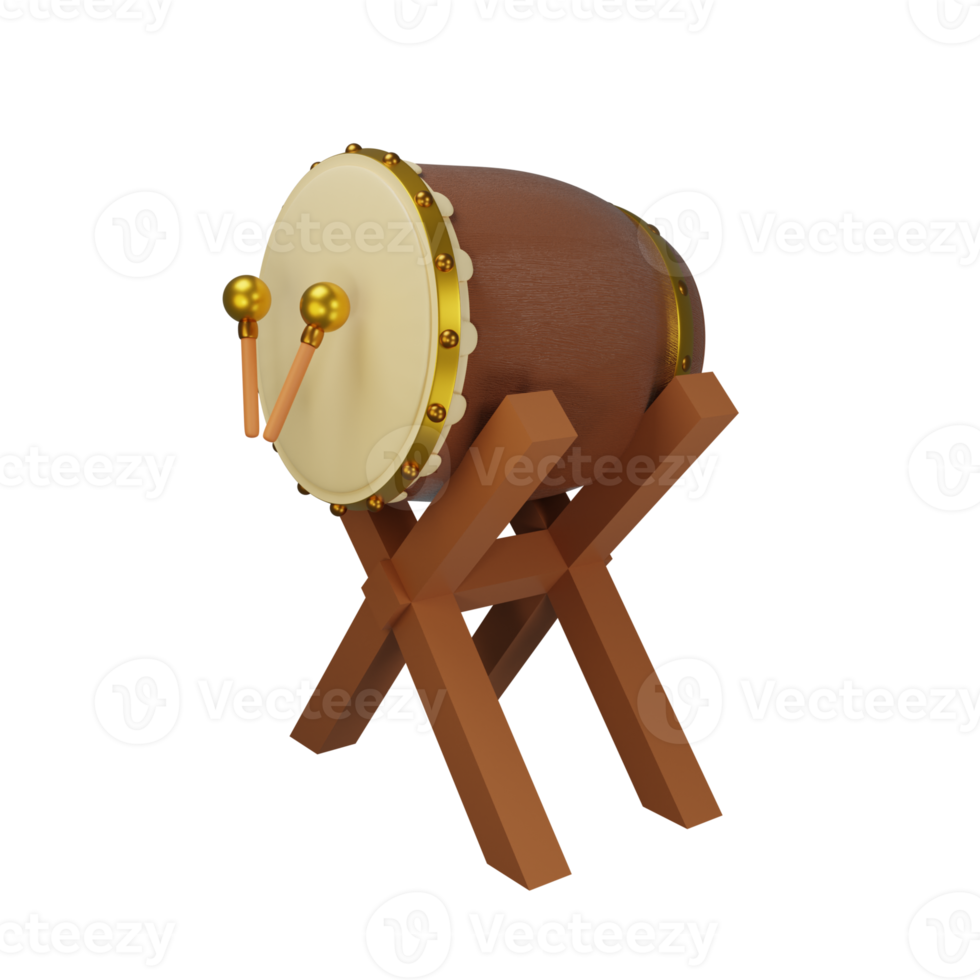 3d rendering of Islamic drum icon decoration png